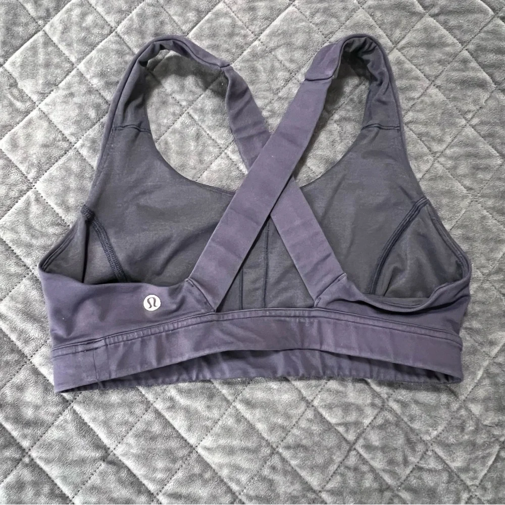Lululemon Sports Bra Women’s Size 6 Cross Back Navy Blue Athletic Racerback FF